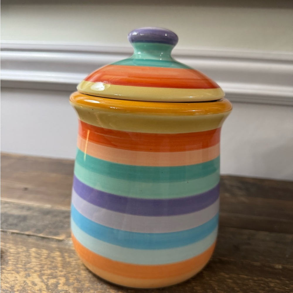 Rondo Hand Painted Colorful Rainbow Striped Ceramic Canister Tabletops Gallery